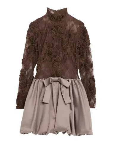 Aknvas Jette Mixed-Media Lace Bubble Mini Dress | Thumbnail 1 Aknvas Jette Mixed-Media Lace Bubble Mini Dress | Thumbnail 1