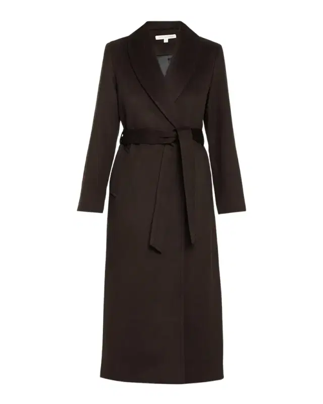 Sofia Cashmere Cashmere Belted Wrap Coat with Pick-Stitched Detail