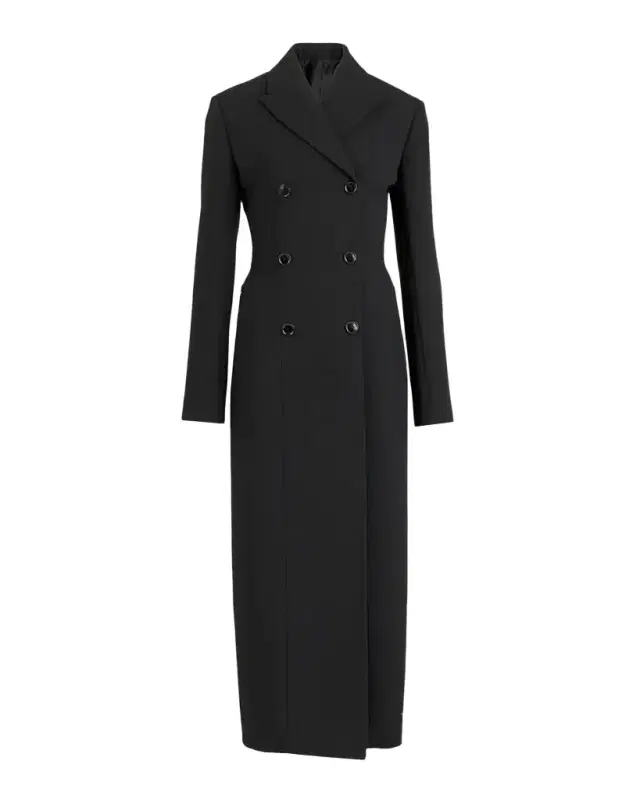 Alaïa Wool Crepe Double-Breasted Tailored Coat