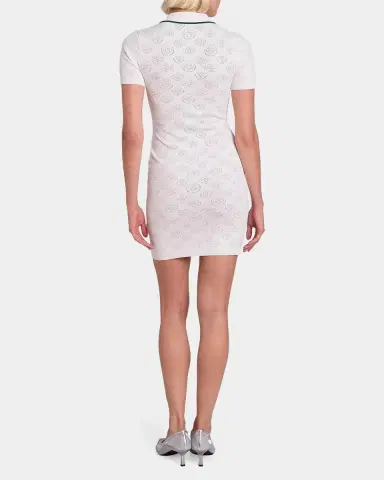 Casablanca Short-Sleeve Monogram Pointelle Knit Mini Polo Dress | Thumbnail 4