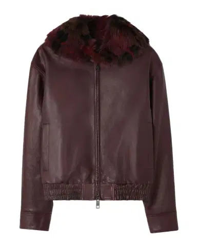 Burberry Men's Latchford Shearling-Collar Leather Jacket | Thumbnail 1 Burberry Men's Latchford Shearling-Collar Leather Jacket | Thumbnail 1