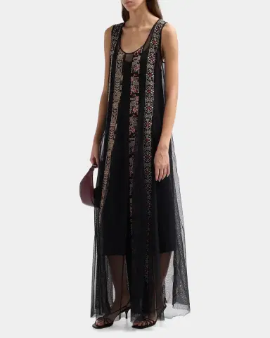 Johnny Was Ilenia Geometric Embroidered Mesh Maxi Dress | Thumbnail 4 Johnny Was Ilenia Geometric Embroidered Mesh Maxi Dress | Thumbnail 4