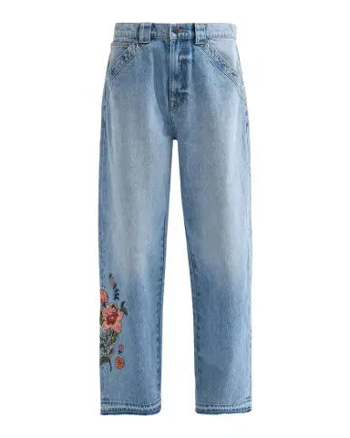 Johnny Was The Barrel Floral-Embroidered Denim Jeans | Thumbnail 1