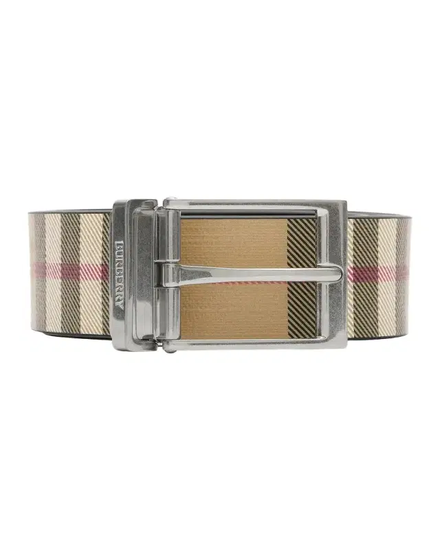 Burberry Leather Check Leather Reversible Belt