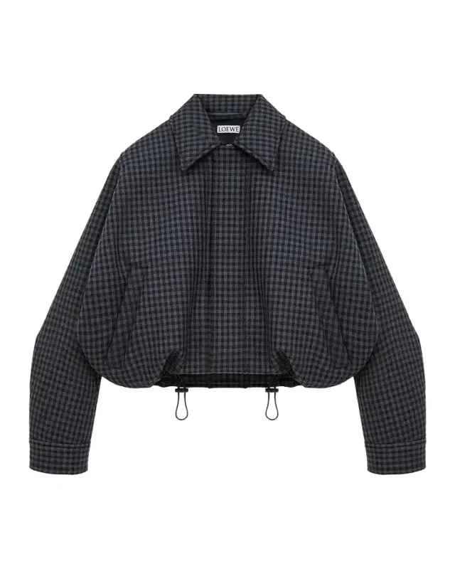 Loewe Check Wool-Blend Drawstring Balloon Jacket