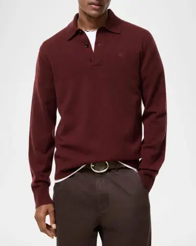 Burberry Logo Cashmere-Blend Long-Sleeve Polo Shirt | Thumbnail 2 Burberry Logo Cashmere-Blend Long-Sleeve Polo Shirt | Thumbnail 2