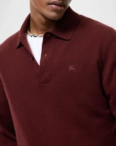 Burberry Logo Cashmere-Blend Long-Sleeve Polo Shirt | Thumbnail 3 Burberry Logo Cashmere-Blend Long-Sleeve Polo Shirt | Thumbnail 3