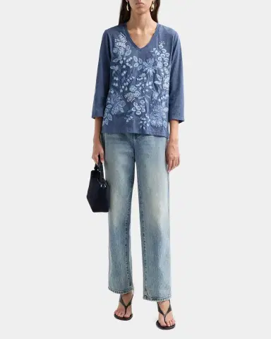 Johnny Was Sarai Floral-Embroidered Cotton T-Shirt | Thumbnail 2 Johnny Was Sarai Floral-Embroidered Cotton T-Shirt | Thumbnail 2