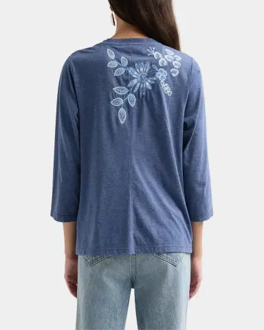 Johnny Was Sarai Floral-Embroidered Cotton T-Shirt | Thumbnail 3 Johnny Was Sarai Floral-Embroidered Cotton T-Shirt | Thumbnail 3