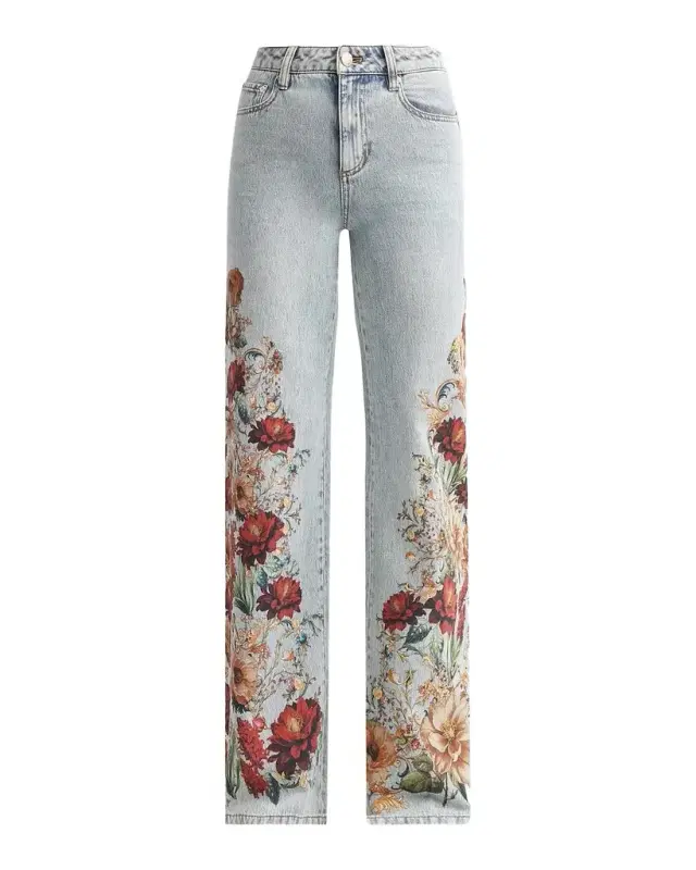 Alice + Olivia Chic Floral High-Rise Jeans