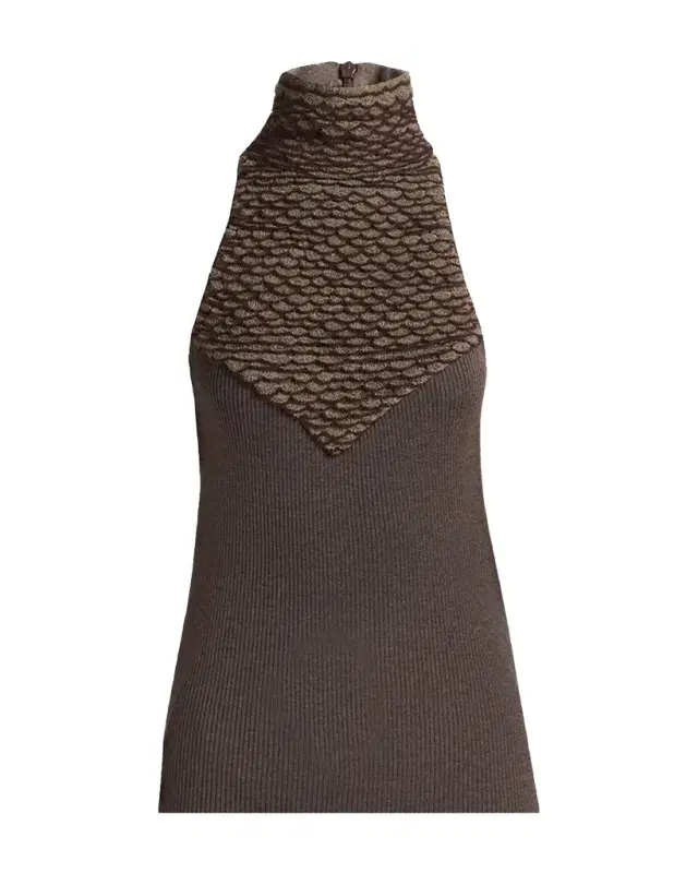 Turtleneck Scalloped Halter Top