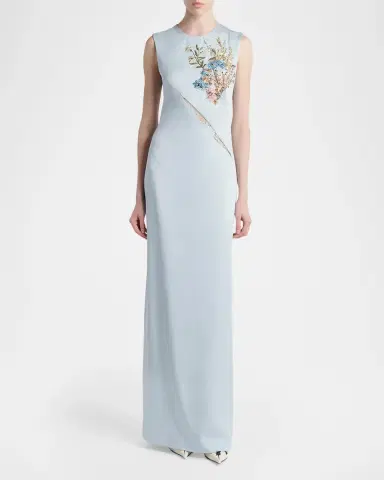Alexander McQueen Sleeveless Lace-Inset Beaded Maxi Dress | Thumbnail 2