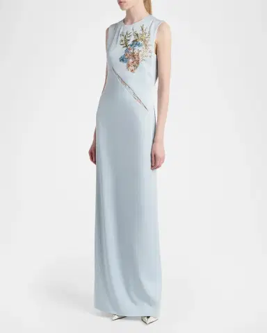 Alexander McQueen Sleeveless Lace-Inset Beaded Maxi Dress | Thumbnail 4