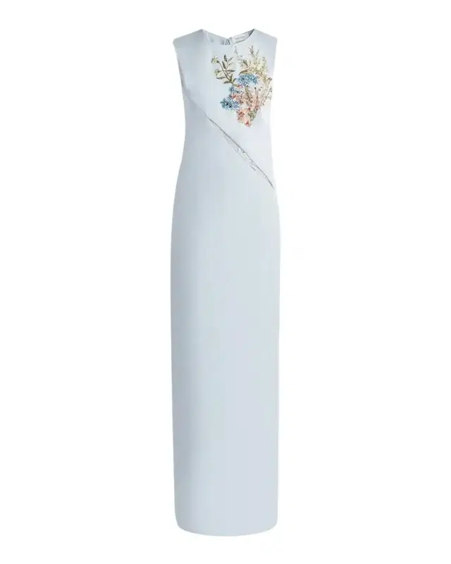 Alexander McQueen Sleeveless Lace-Inset Beaded Maxi Dress