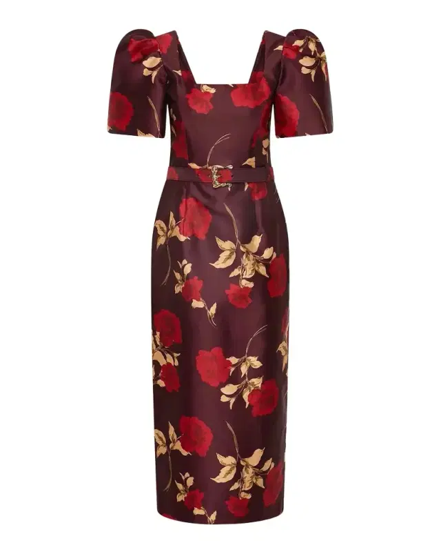 Rebecca Vallance Melora Belted Floral-Print Twill Midi Dress