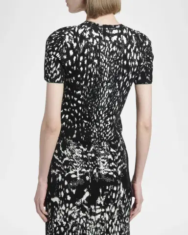 Tom Ford Lynx Jacquard Compact Velvet Viscose Short-Sleeve T-Shirt | Thumbnail 3