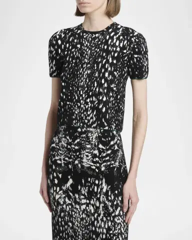 Tom Ford Lynx Jacquard Compact Velvet Viscose Short-Sleeve T-Shirt | Thumbnail 4