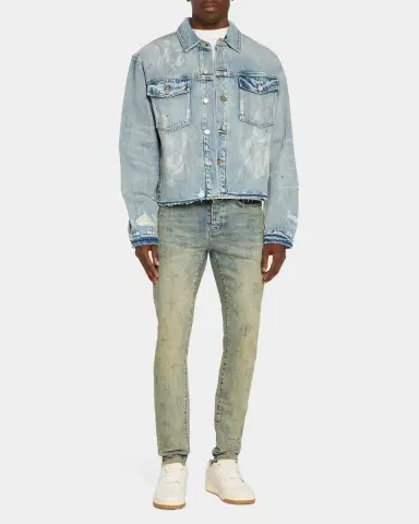 PURPLE Distressed Denim Jacket | Thumbnail 2 PURPLE Distressed Denim Jacket | Thumbnail 2