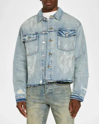 PURPLE Distressed Denim Jacket | Thumbnail 4 PURPLE Distressed Denim Jacket | Thumbnail 4