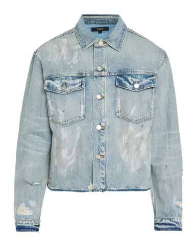 PURPLE Distressed Denim Jacket | Thumbnail 1 PURPLE Distressed Denim Jacket | Thumbnail 1