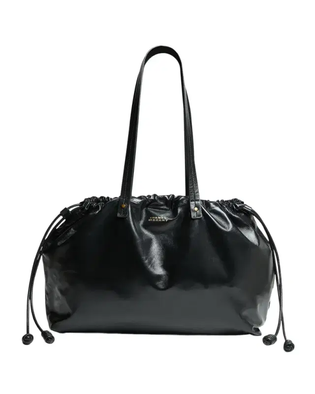 Isabel Marant Silven East-West Drawstring Leather Shoulder Bag