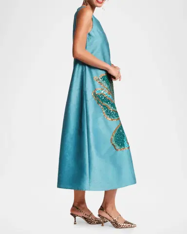 Frances Valentine Alice Sequin Floral Trapeze Midi Dress | Thumbnail 5 Frances Valentine Alice Sequin Floral Trapeze Midi Dress | Thumbnail 5