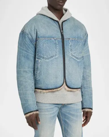 PURPLE Reversible Faux Fur & Denim Jacket | Thumbnail 4 PURPLE Reversible Faux Fur & Denim Jacket | Thumbnail 4