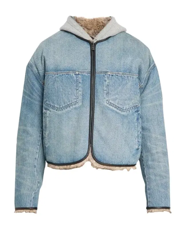 PURPLE Reversible Faux Fur & Denim Jacket