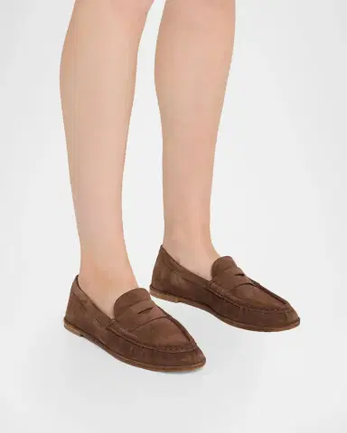 Stuart Weitzman Spencer Suede Penny Loafers | Thumbnail 2