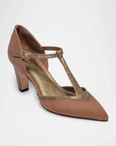 Bernardo 70mm Gianna Leather T-Strap Pumps | Thumbnail 2