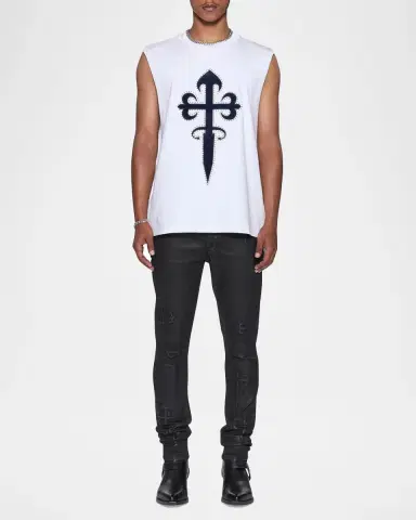 Ksubi Men's Faux Leather Applique Skinny Jeans | Thumbnail 2 Ksubi Men's Faux Leather Applique Skinny Jeans | Thumbnail 2