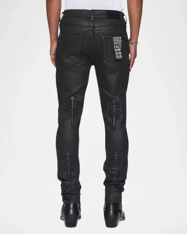 Ksubi Men's Faux Leather Applique Skinny Jeans | Thumbnail 3 Ksubi Men's Faux Leather Applique Skinny Jeans | Thumbnail 3