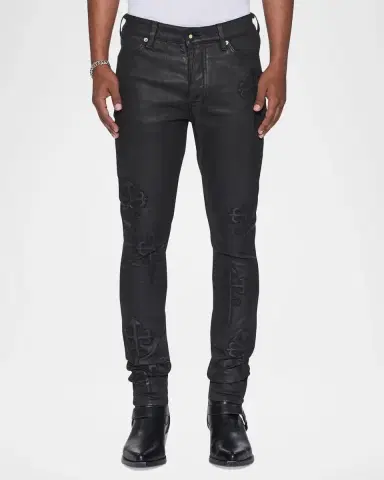 Ksubi Men's Faux Leather Applique Skinny Jeans | Thumbnail 4 Ksubi Men's Faux Leather Applique Skinny Jeans | Thumbnail 4