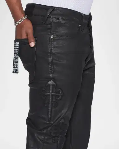 Ksubi Men's Faux Leather Applique Skinny Jeans | Thumbnail 5 Ksubi Men's Faux Leather Applique Skinny Jeans | Thumbnail 5