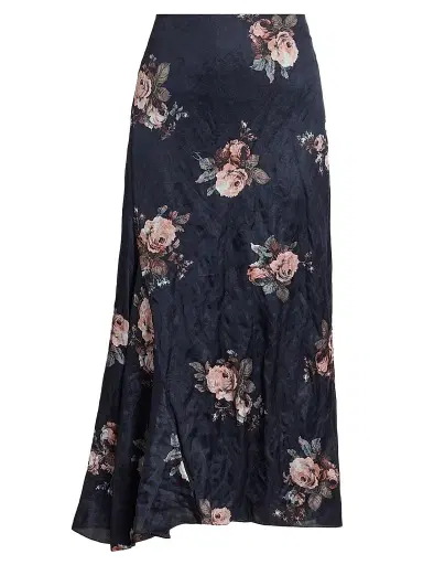 Erdem Women's Draped Floral Crushed Satin Midi Skirt | Thumbnail 1 Erdem Women's Draped Floral Crushed Satin Midi Skirt | Thumbnail 1