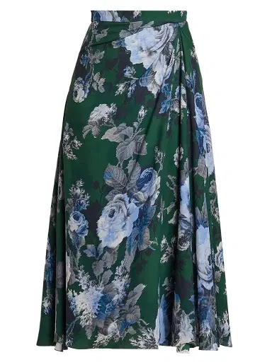 Erdem Women's Draped Floral Crepe Midi Skirt | Thumbnail 1 Erdem Women's Draped Floral Crepe Midi Skirt | Thumbnail 1
