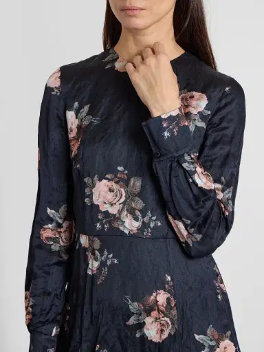 Erdem Women's Floral Crushed Satin Crewneck Midi Dress | Thumbnail 5 Erdem Women's Floral Crushed Satin Crewneck Midi Dress | Thumbnail 5