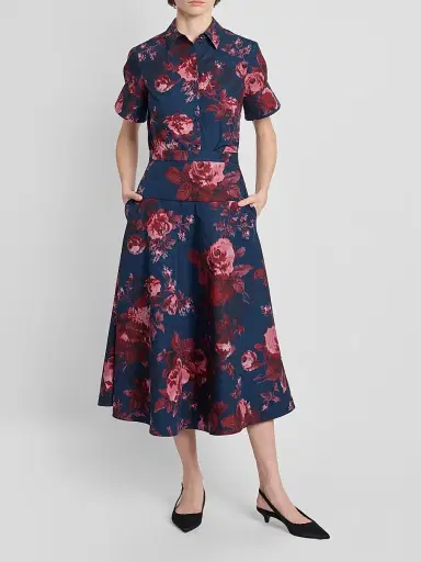 Erdem Women's Floral Cotton A-Line Midi Skirt | Thumbnail 2 Erdem Women's Floral Cotton A-Line Midi Skirt | Thumbnail 2