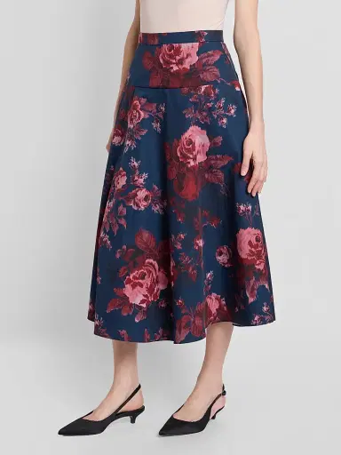 Erdem Women's Floral Cotton A-Line Midi Skirt | Thumbnail 4 Erdem Women's Floral Cotton A-Line Midi Skirt | Thumbnail 4
