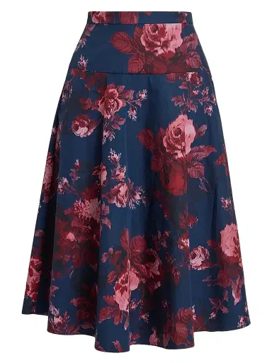 Erdem Women's Floral Cotton A-Line Midi Skirt | Thumbnail 1 Erdem Women's Floral Cotton A-Line Midi Skirt | Thumbnail 1