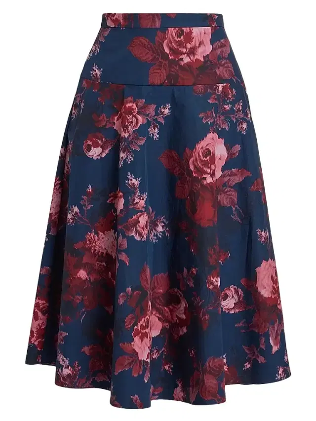 Erdem Women's Floral Cotton A-Line Midi Skirt