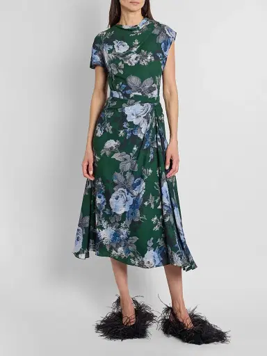 Erdem Women's Draped Floral Crepe Top | Thumbnail 2 Erdem Women's Draped Floral Crepe Top | Thumbnail 2