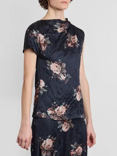 Erdem Women's Draped Floral Crushed Satin Top | Thumbnail 4 Erdem Women's Draped Floral Crushed Satin Top | Thumbnail 4