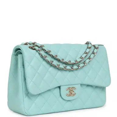 Chanel Chanel Jumbo Classic Double Flap Light Blue Caviar Light Gold Hardware | Thumbnail 2 Chanel Chanel Jumbo Classic Double Flap Light Blue Caviar Light Gold Hardware | Thumbnail 2