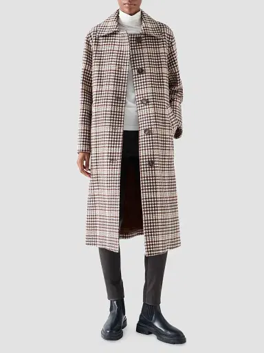 Akris punto Women's Check Wool-Blend Long Coat | Thumbnail 2