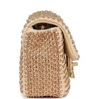 Chanel Chanel Mini Rectangular "Macrame Chain" Flap Bag Golden, Beige Woven Gold Hardware | Thumbnail 3 Chanel Chanel Mini Rectangular "Macrame Chain" Flap Bag Golden, Beige Woven Gold Hardware | Thumbnail 3