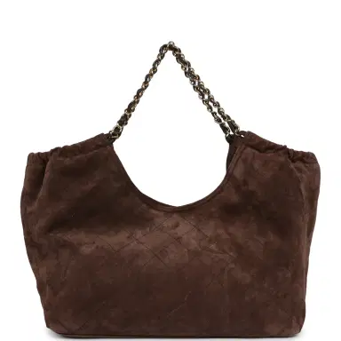Chanel Chanel Small CC Cabas Hobo Bag Dark Brown Suede Gold Hardware | Thumbnail 4 Chanel Chanel Small CC Cabas Hobo Bag Dark Brown Suede Gold Hardware | Thumbnail 4