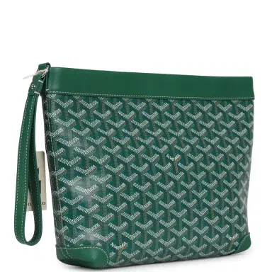 goyard Goyard Goyardine Canvas Green Conti Pouch Palladium Hardware | Thumbnail 2