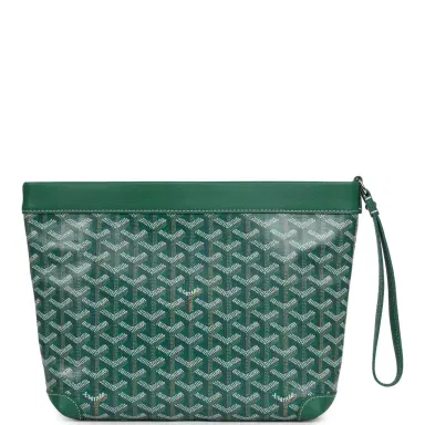 goyard Goyard Goyardine Canvas Green Conti Pouch Palladium Hardware | Thumbnail 4
