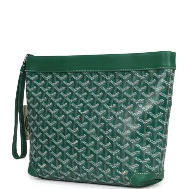 goyard Goyard Goyardine Canvas Green Conti Pouch Palladium Hardware | Thumbnail 6